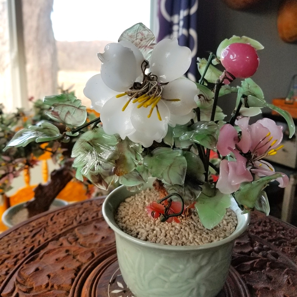 Vintage oriental glass flower